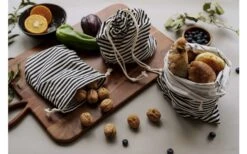 Nuts Innovations Groente- En Fruitzakjes Set Van 3 Gestreept Zwart/Wit