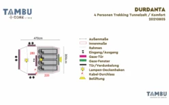 Tambu Durdanta Comfort 4 Persoons Trekking Tunnel Tent Bruin