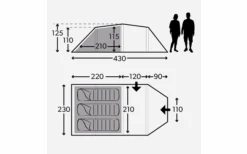 Kampa Mersea 3 Kampeertent Met Stokken Voor 3 Personen 430 X 230 X 125 Cm -Outdoor Kampeeruitrusting 601015 4392247