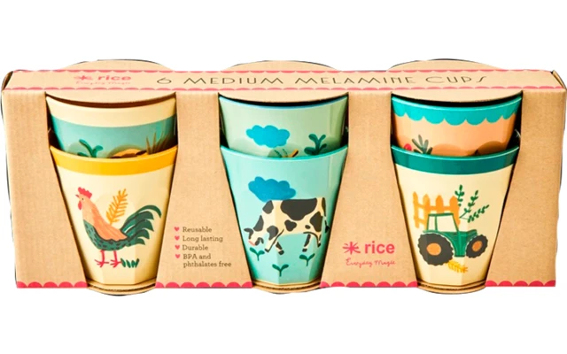 Rice Rijst Melamine Mok Medium Set Van 6 9 Cm Blauw 3 Rice Rijst Melamine Mok Medium Set Van 6 9 Cm Blauw